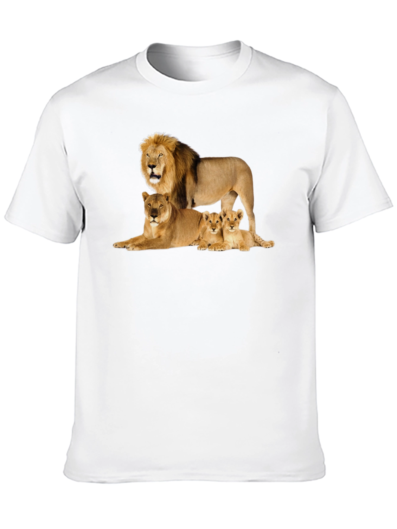 Lion Family Graphic Tee - Black Cotton T-Shirt