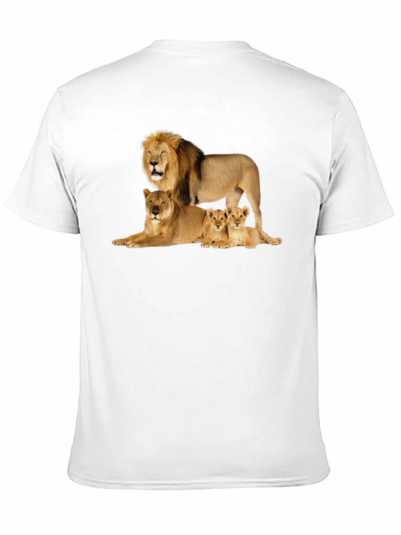 Lion Family Graphic Tee - Black Cotton T-Shirt