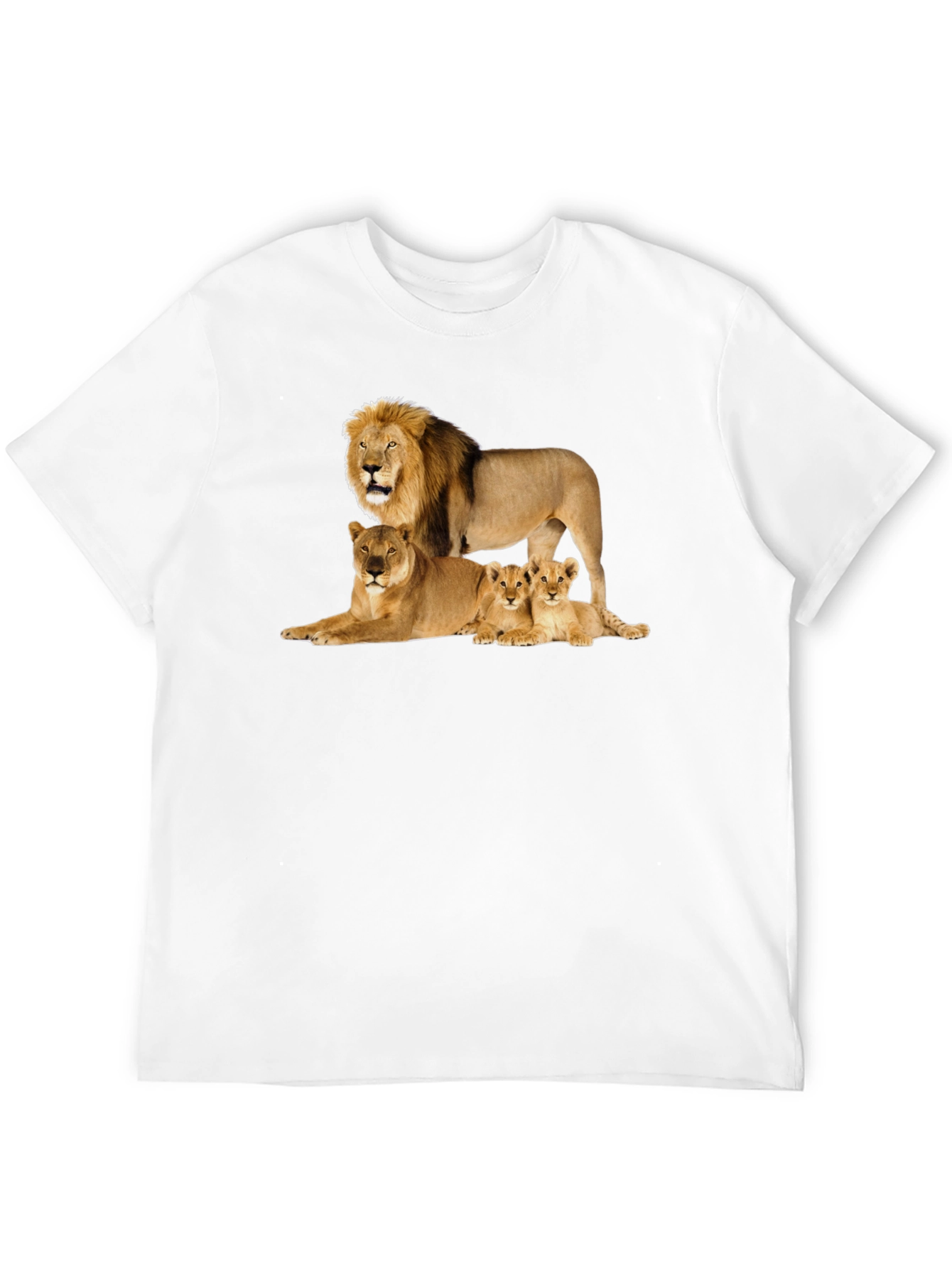 Lion Family Graphic Tee - Black Cotton T-Shirt