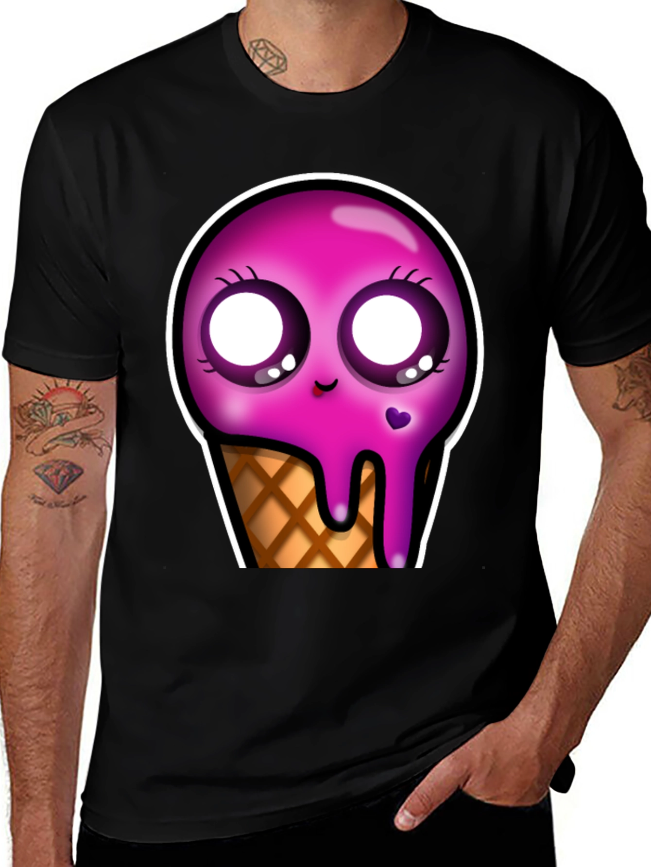 Kawaii Ice Cream Cone Graphic Tee - Unique Design