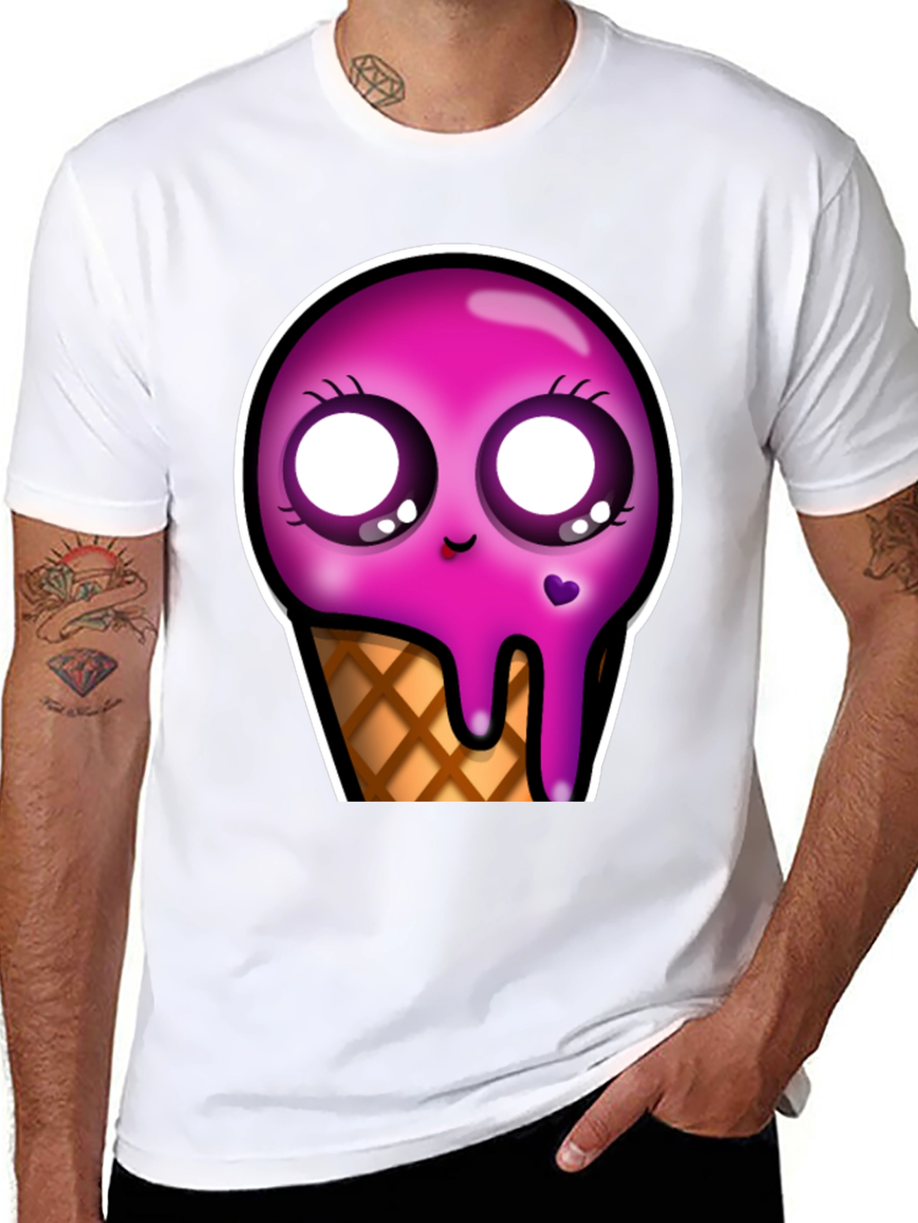 Kawaii Ice Cream Cone Graphic Tee - Unique Design