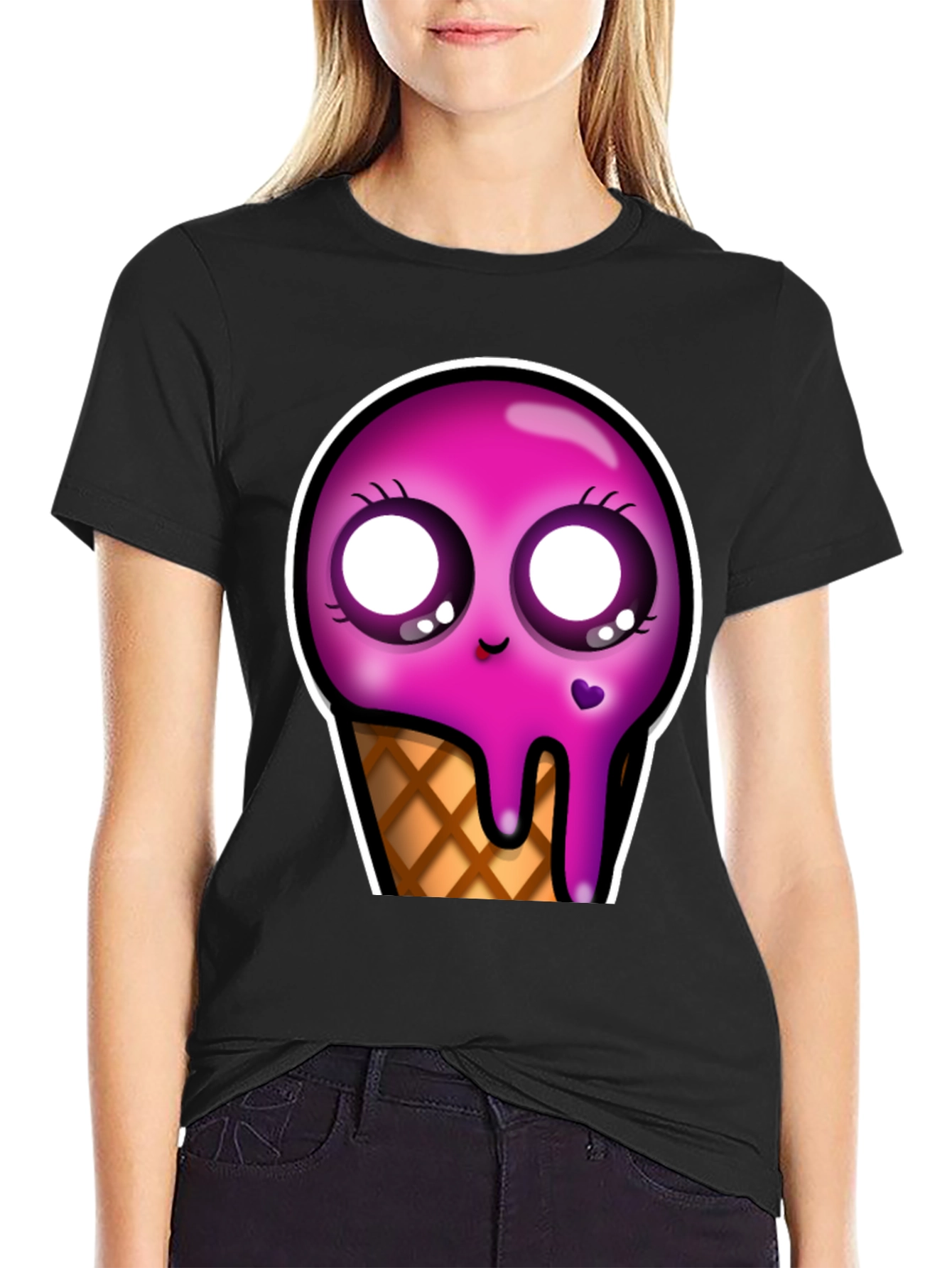 Kawaii Ice Cream Cone Graphic Tee - Unique Design