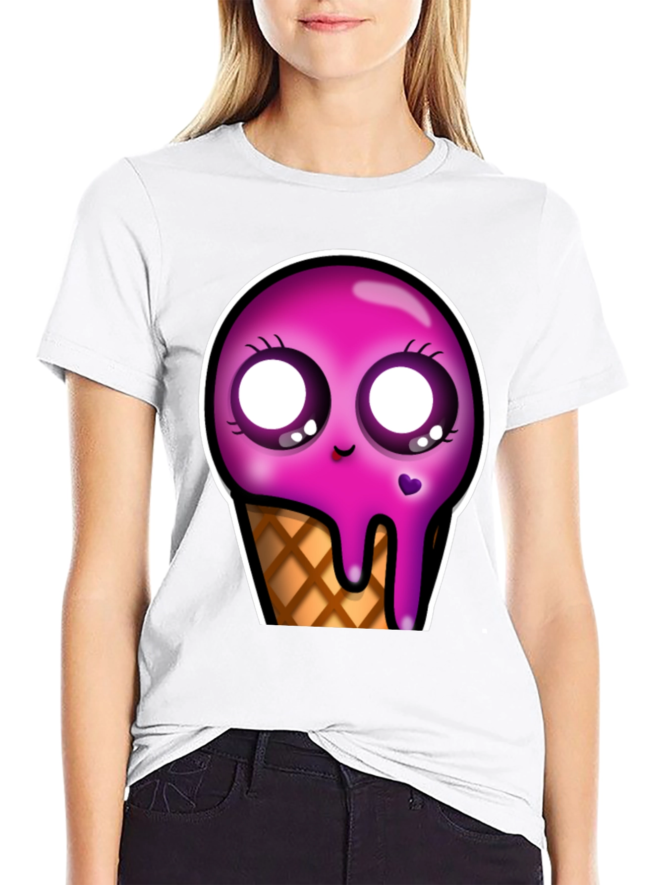 Kawaii Ice Cream Cone Graphic Tee - Unique Design