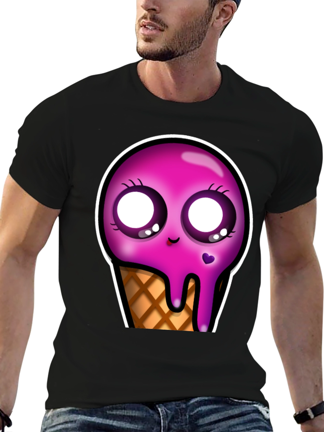 Kawaii Ice Cream Cone Graphic Tee - Unique Design