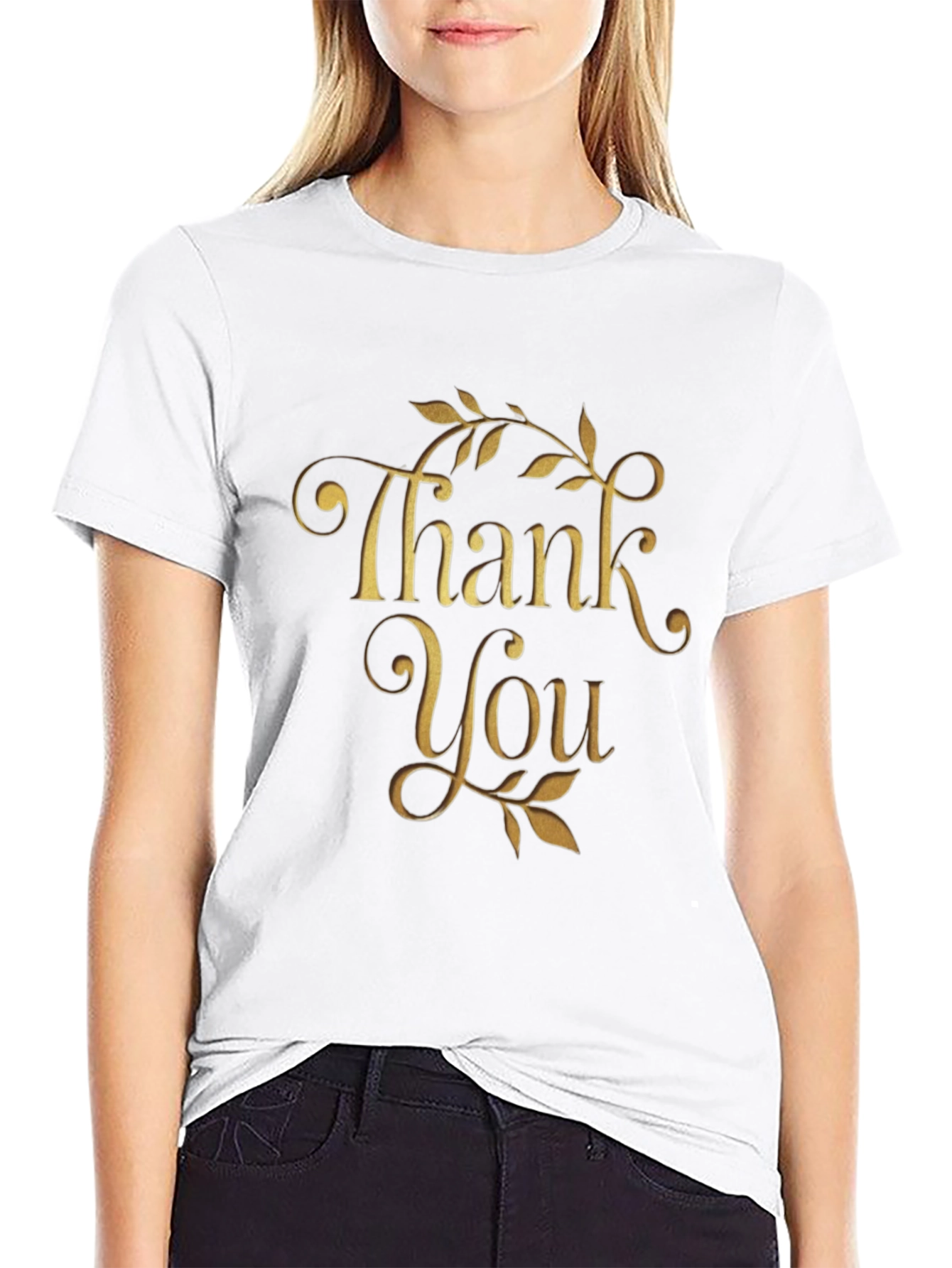 Thank You Graphic Tee - Black Cotton Blend
