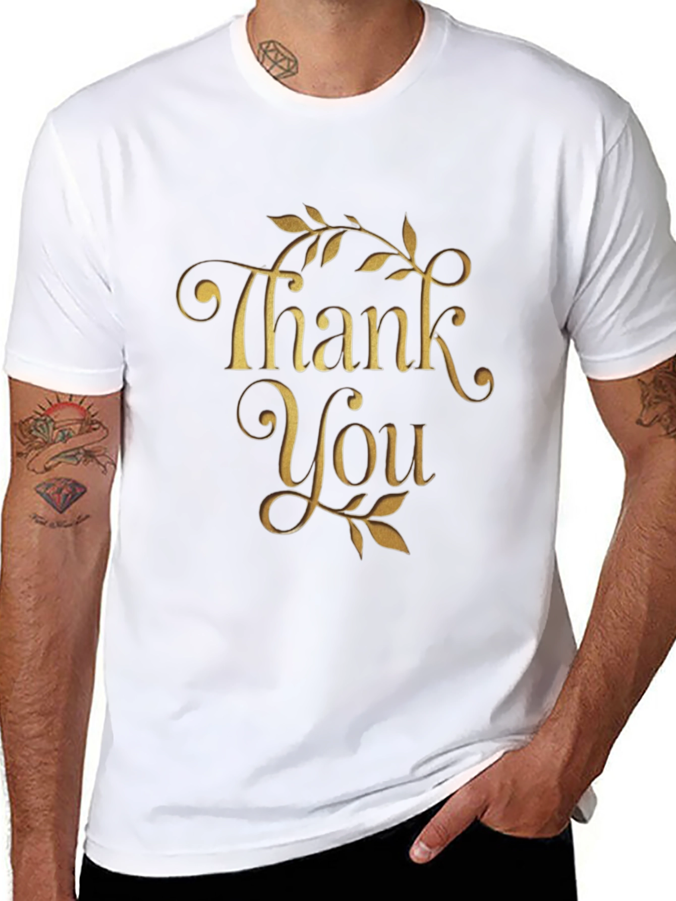 Thank You Graphic Tee - Black Cotton Blend