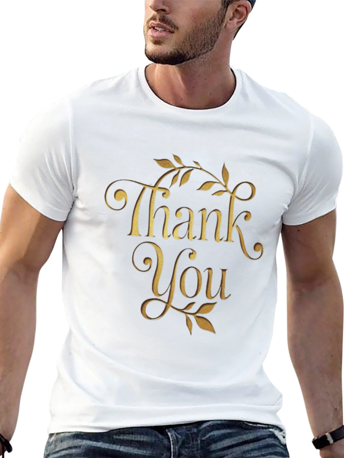 Thank You Graphic Tee - Black Cotton Blend