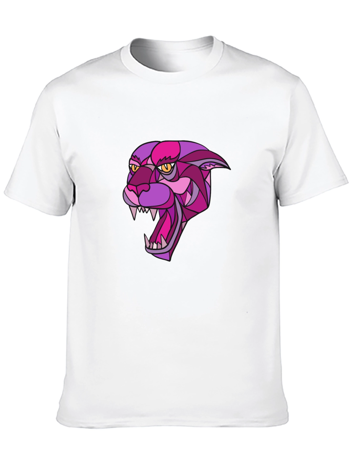 Black T-Shirt with Geometric Panther Design