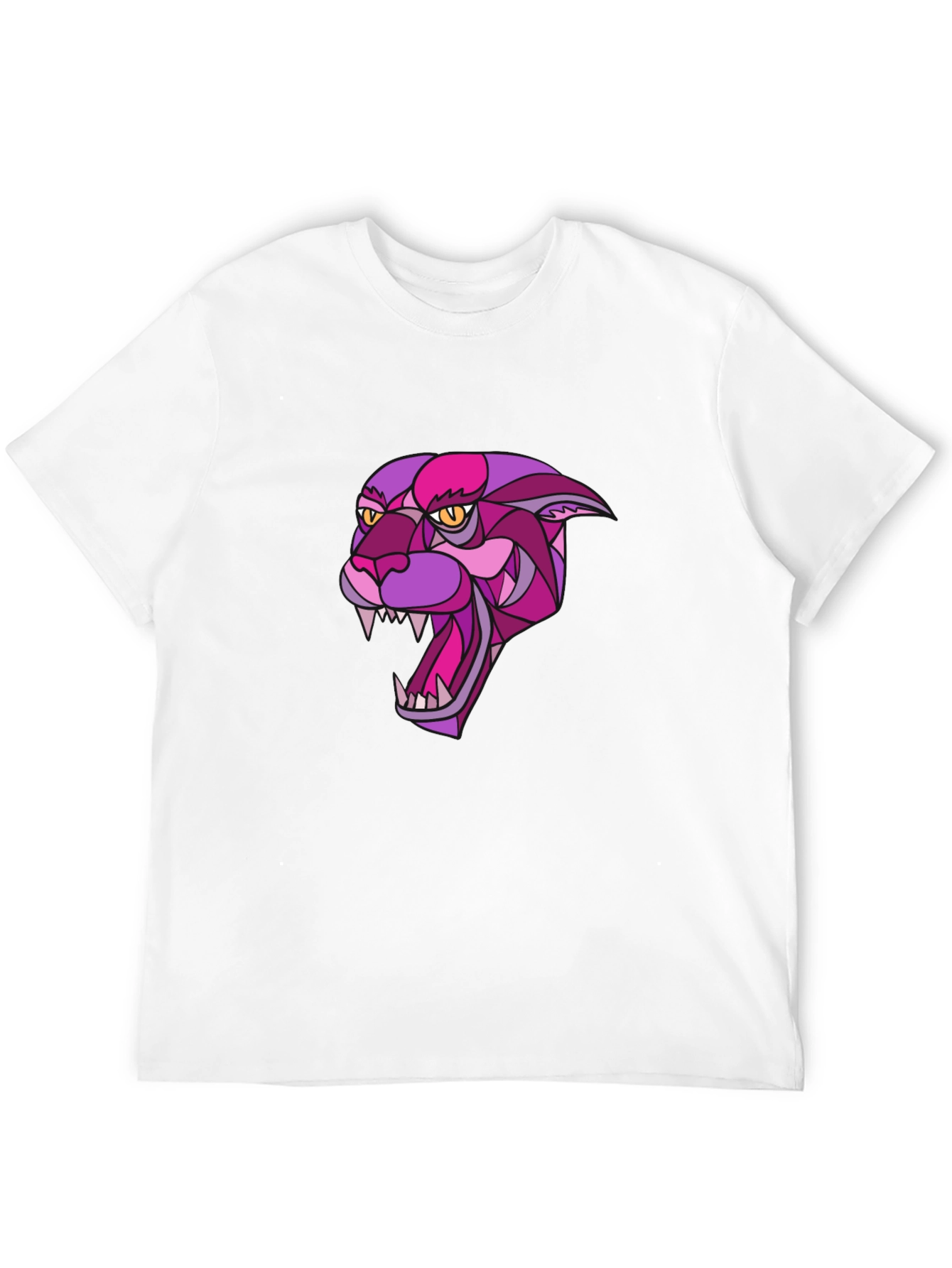 Black T-Shirt with Geometric Panther Design