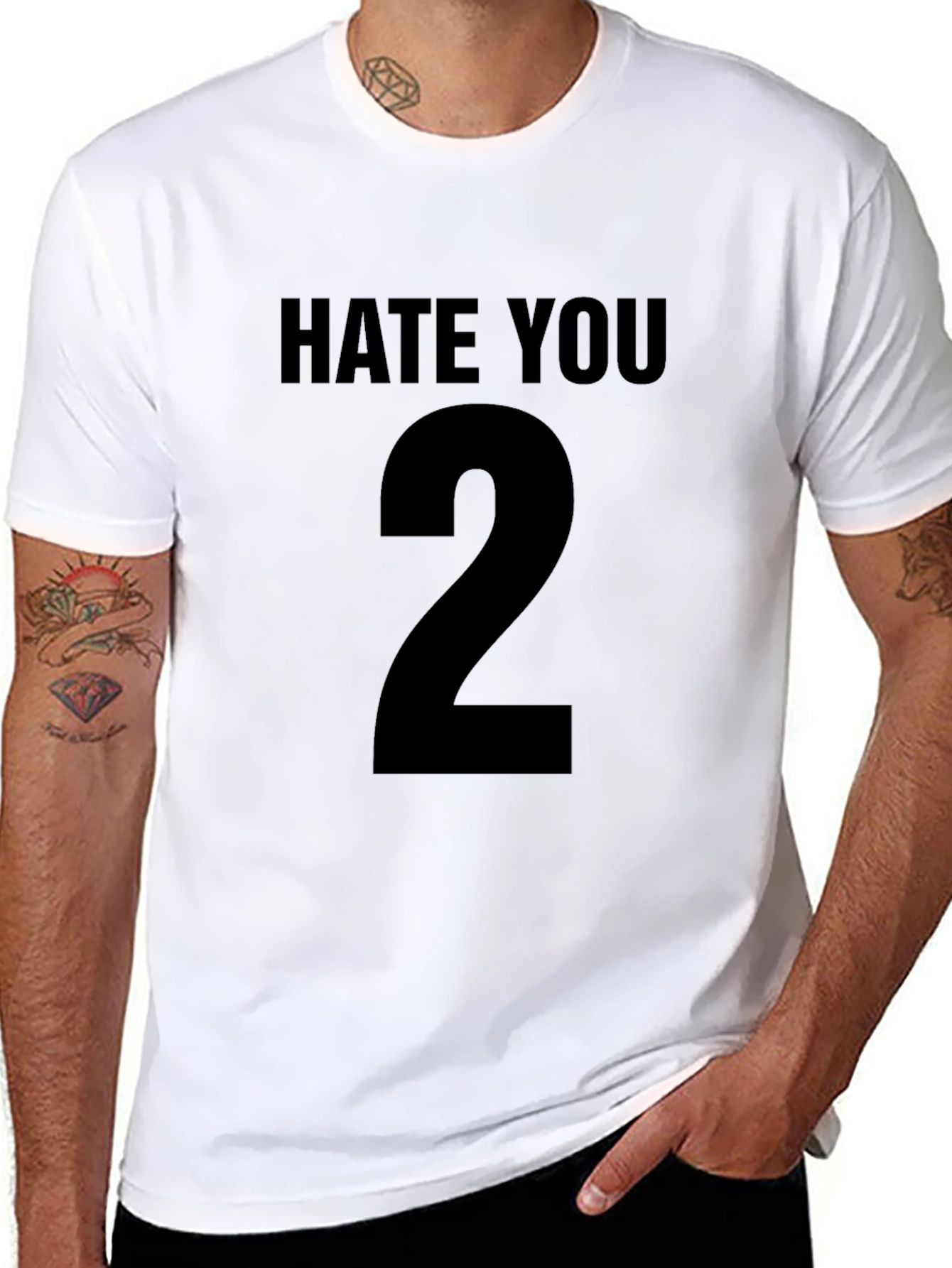 Hate You 2 Black T-Shirt Sarcastic Statement Tee