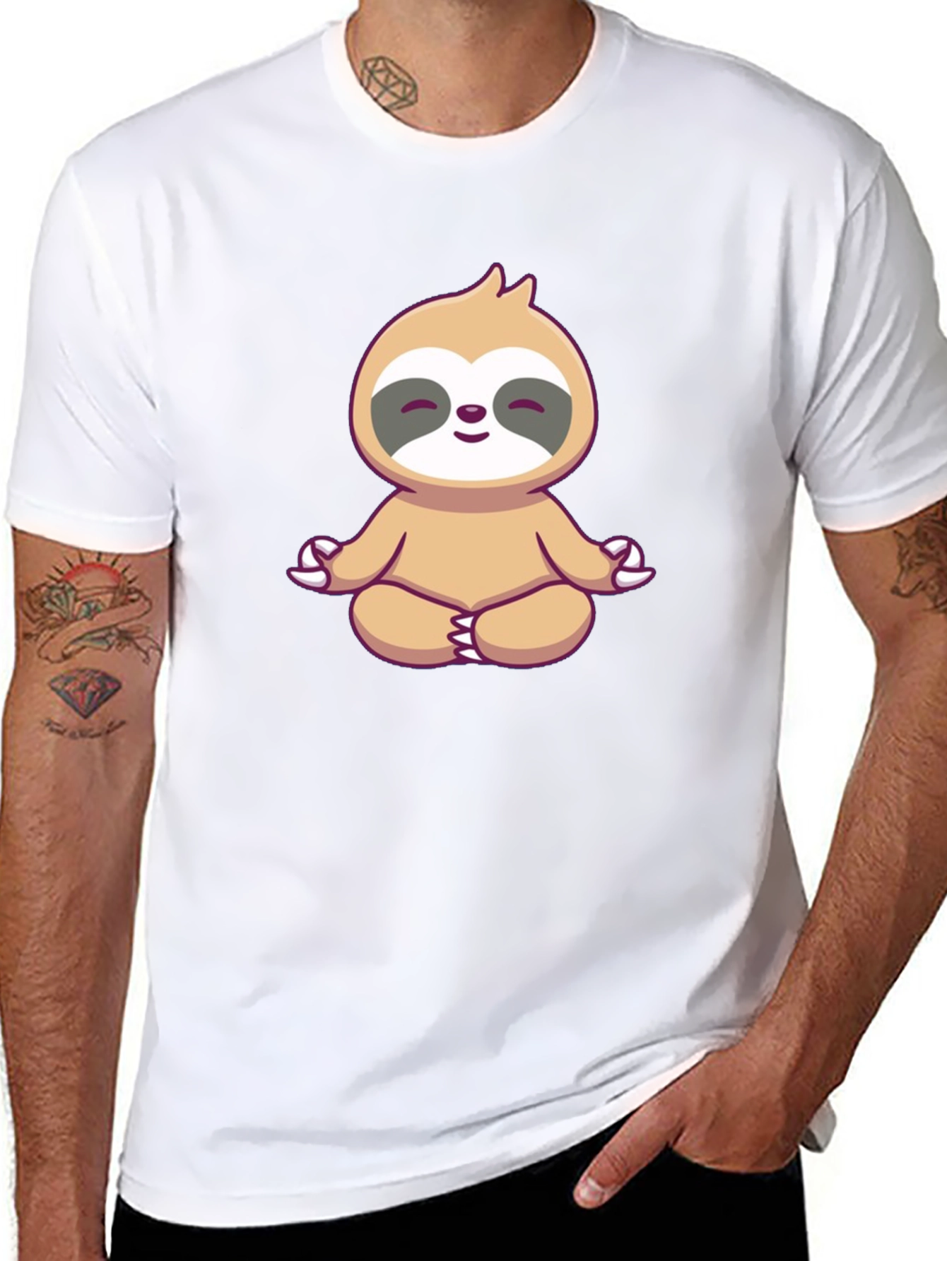 Meditating Sloth Graphic Tee - Zen Mode On!