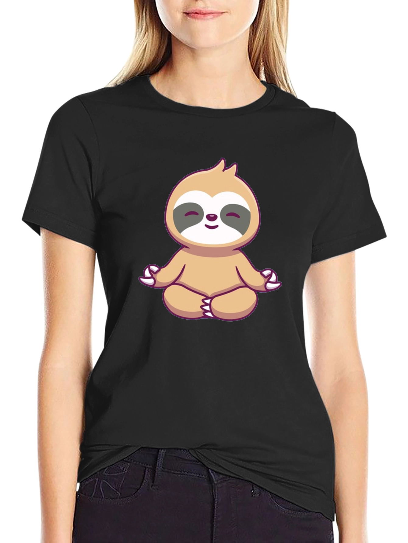 Meditating Sloth Graphic Tee - Zen Mode On!