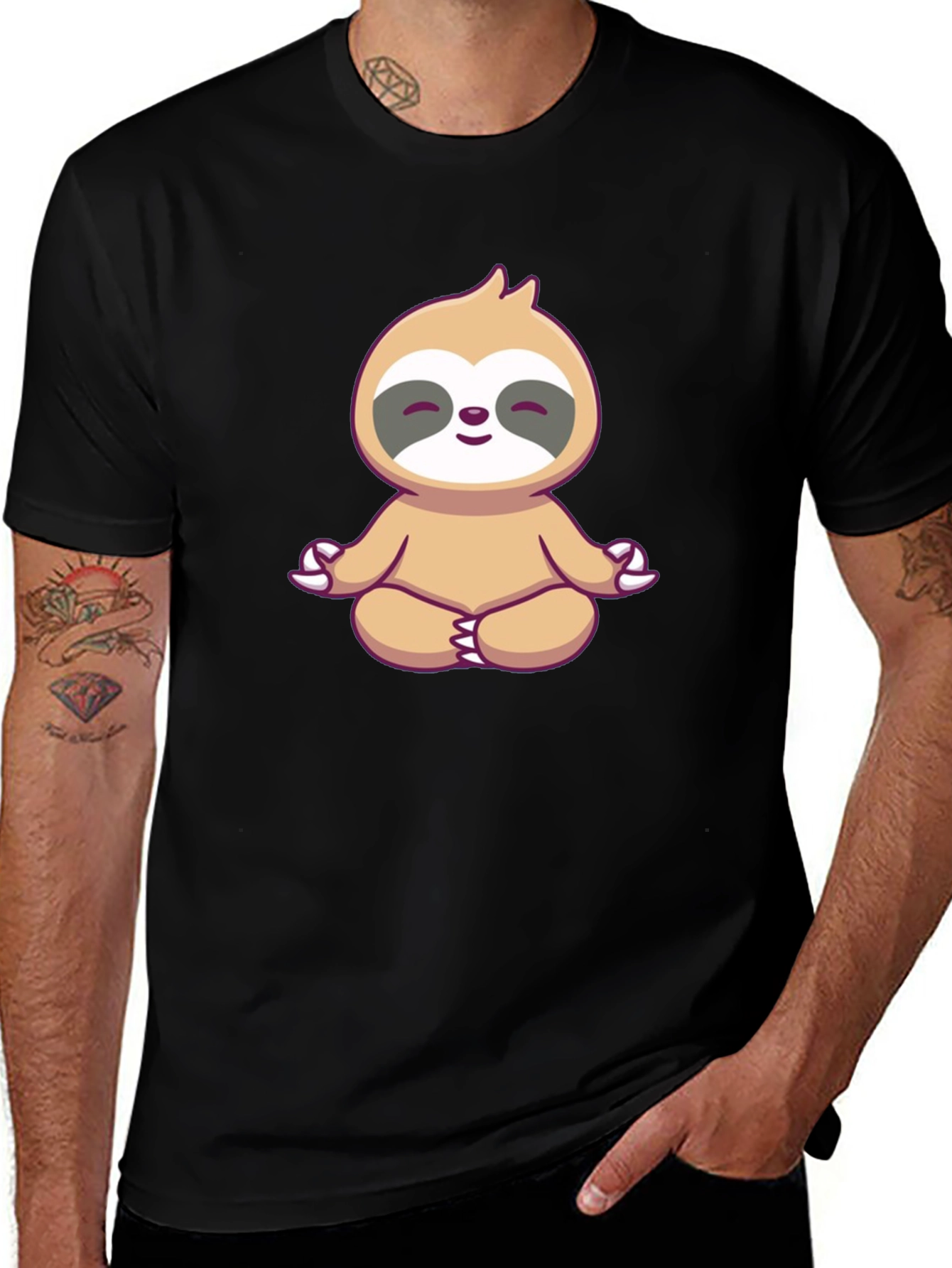 Meditating Sloth Graphic Tee - Zen Mode On!