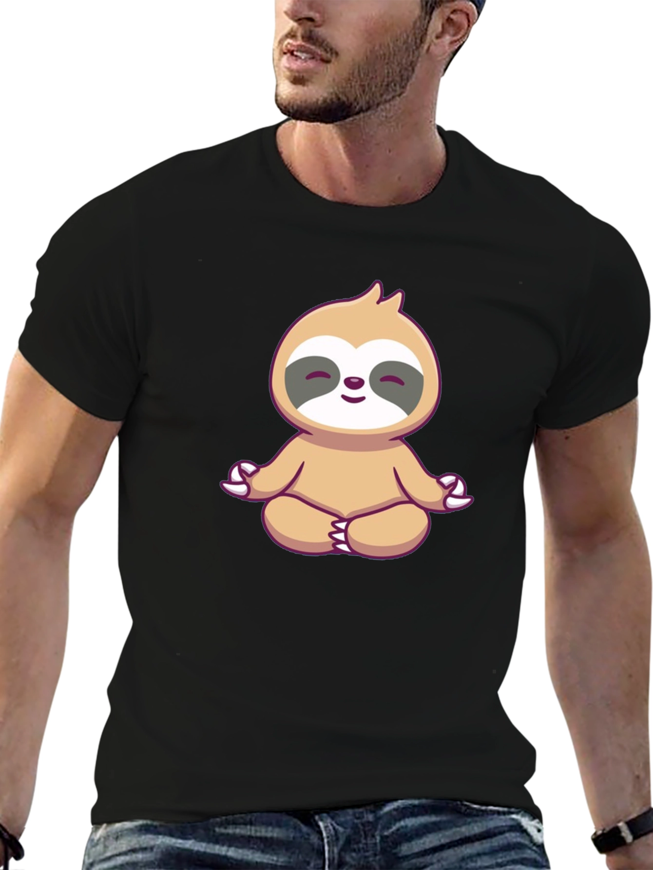 Meditating Sloth Graphic Tee - Zen Mode On!