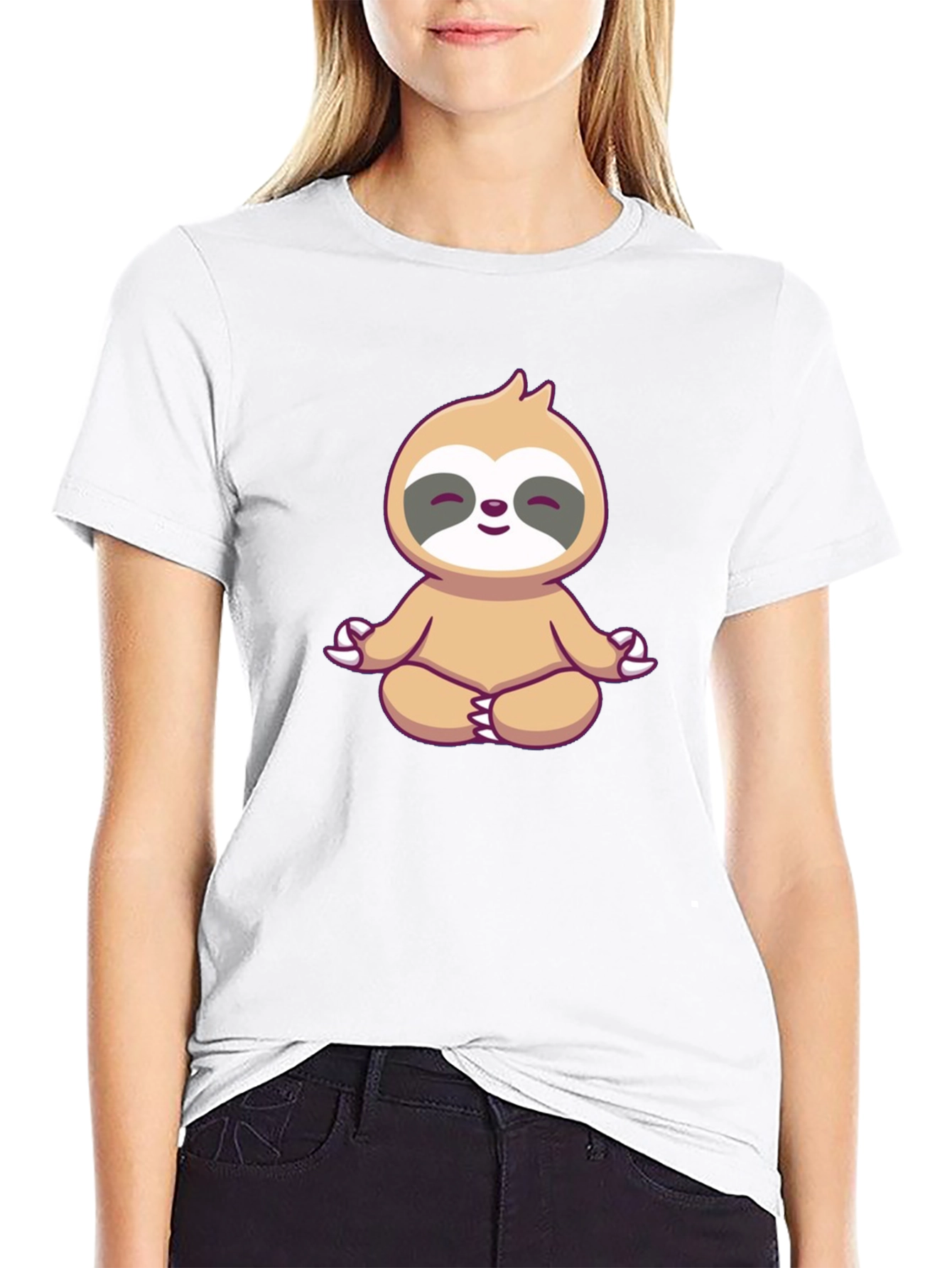 Meditating Sloth Graphic Tee - Zen Mode On!