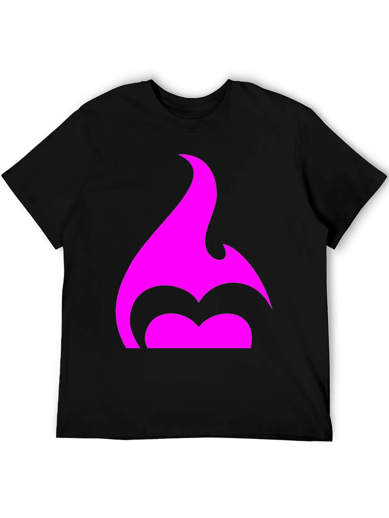 Black T-Shirt with Pink Flame Graphic