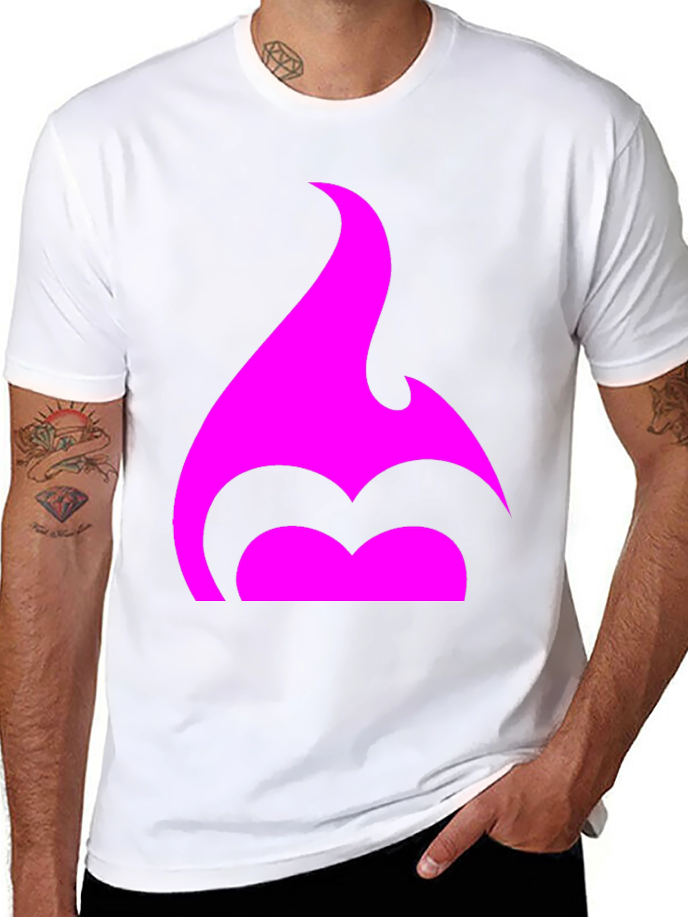 Black T-Shirt with Pink Flame Graphic