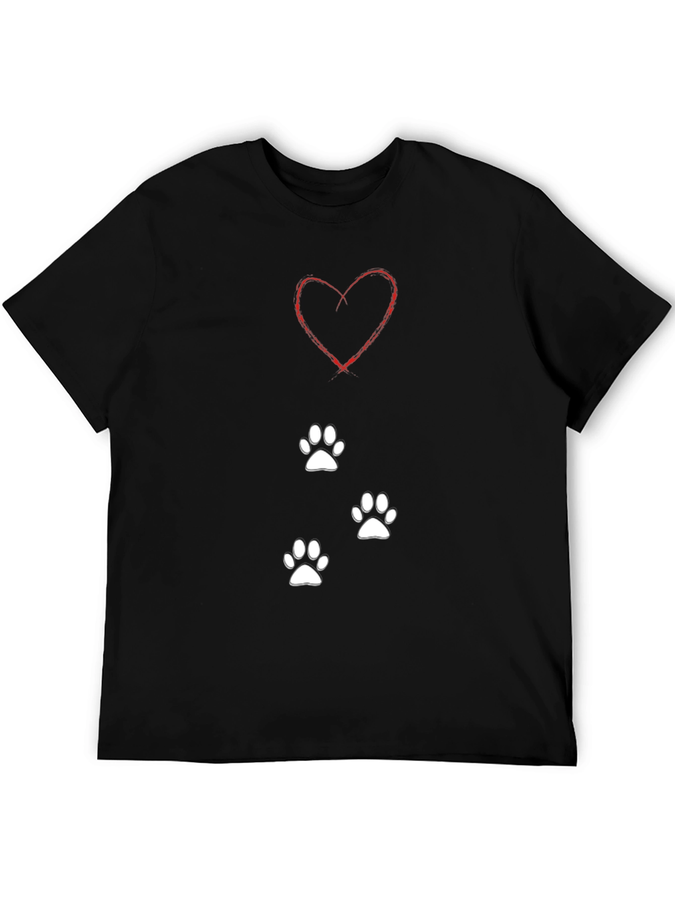 Heart & Paw Print Black T-Shirt