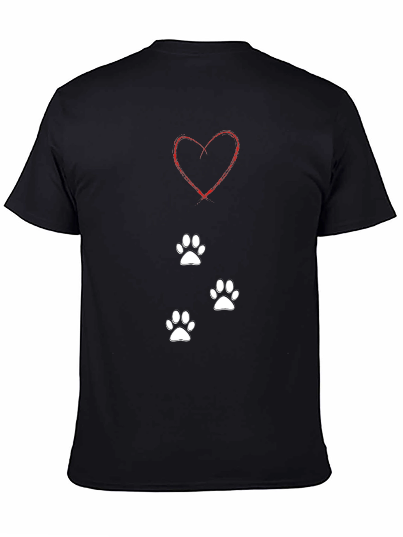 Heart & Paw Print Black T-Shirt