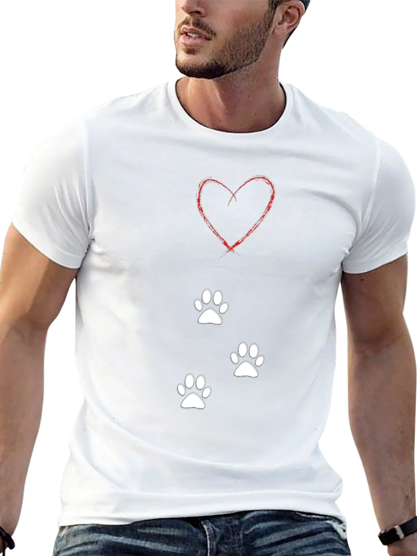Heart & Paw Print Black T-Shirt