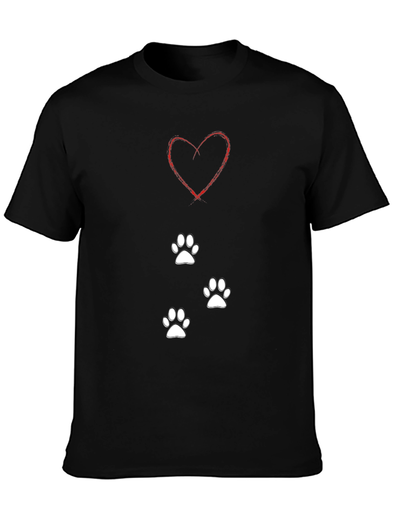 Heart & Paw Print Black T-Shirt