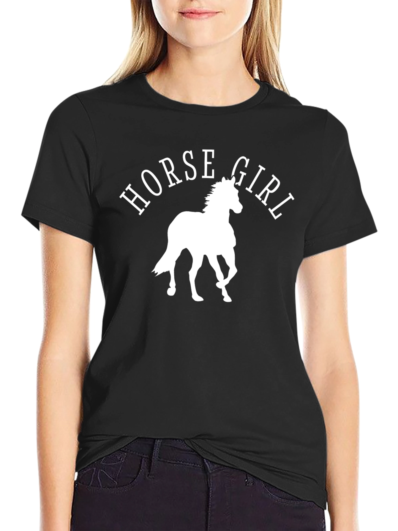 Horse Girl Graphic Tee - Black Cotton T-Shirt
