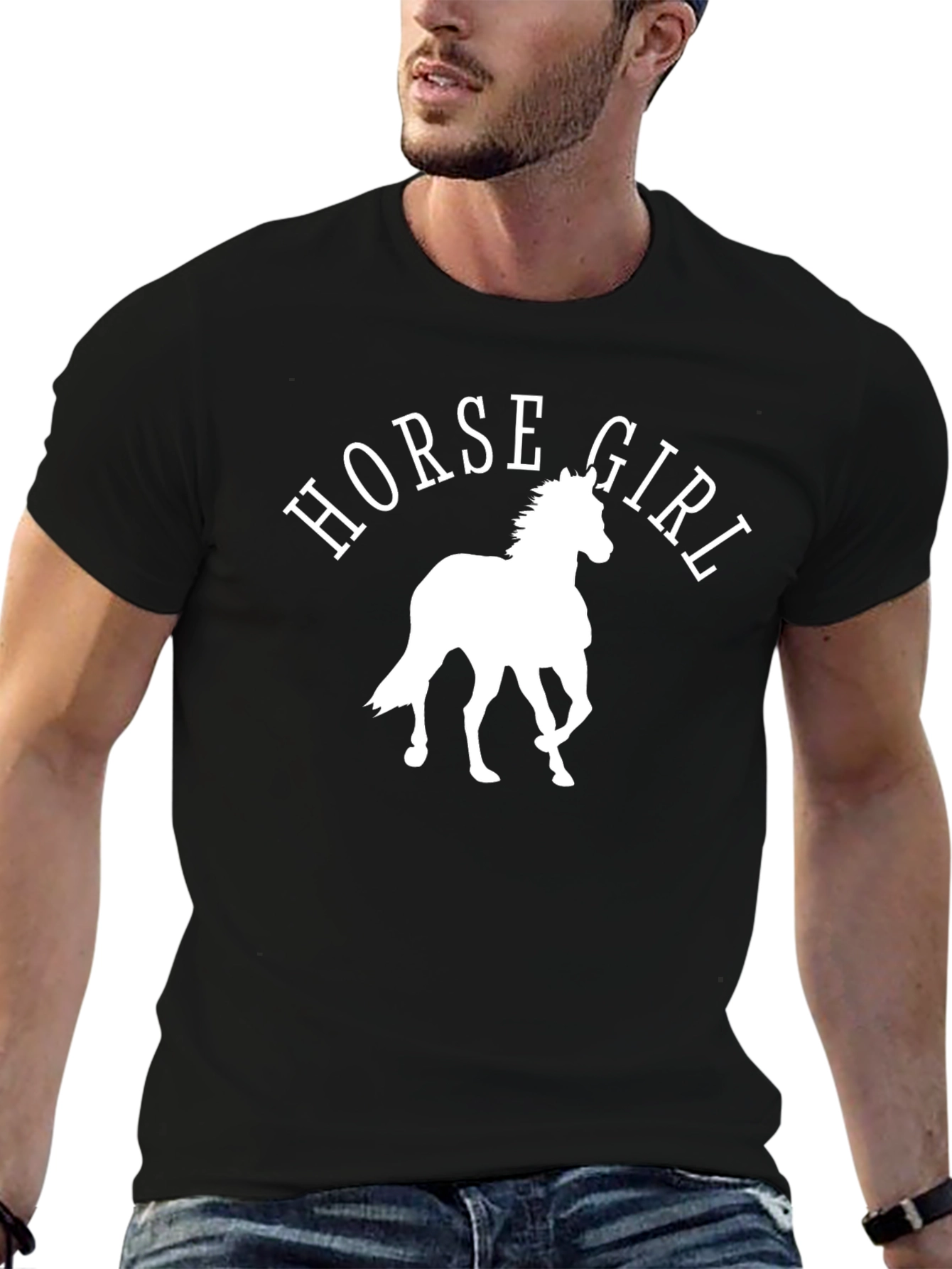 Horse Girl Graphic Tee - Black Cotton T-Shirt