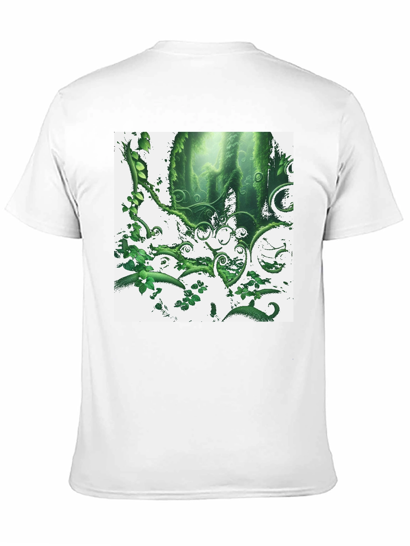 Nature Forest T-Shirt: Green Foliage Design on Black
