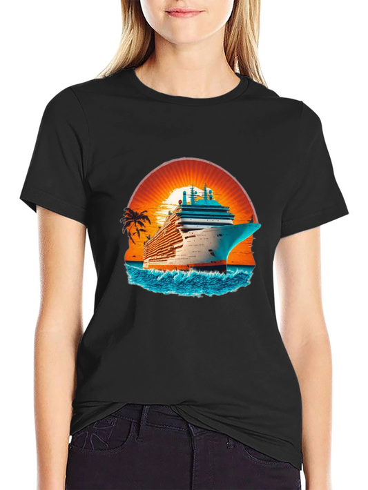 Cruise Ship Sunset Graphic T-Shirt