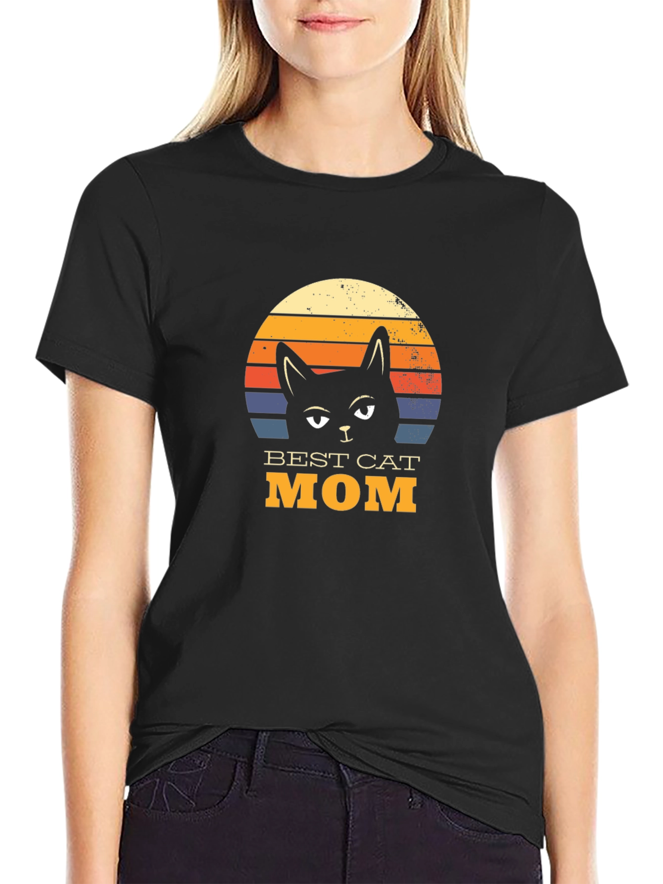 Best Cat Mom T-Shirt - Retro Style