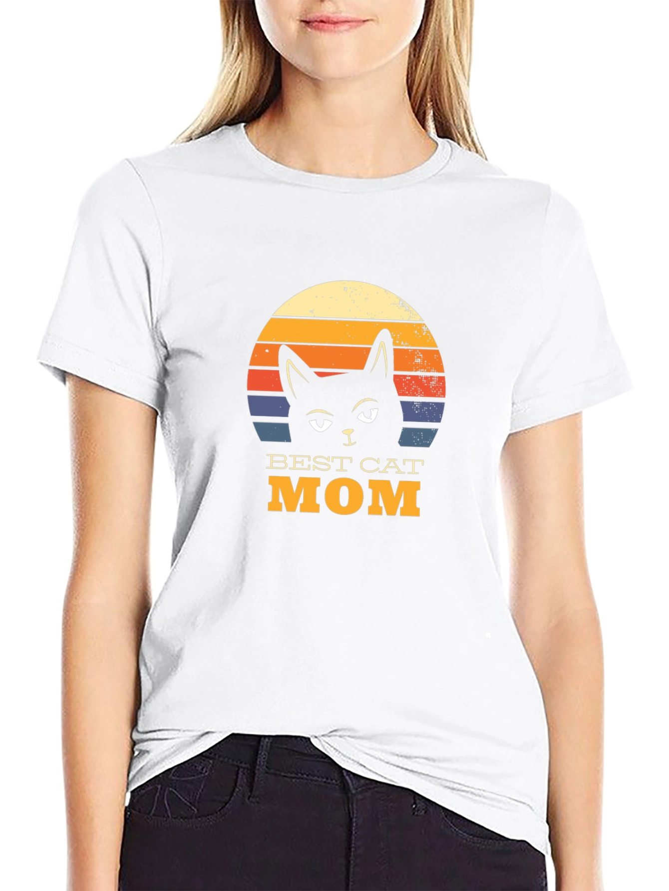 Best Cat Mom T-Shirt - Retro Style