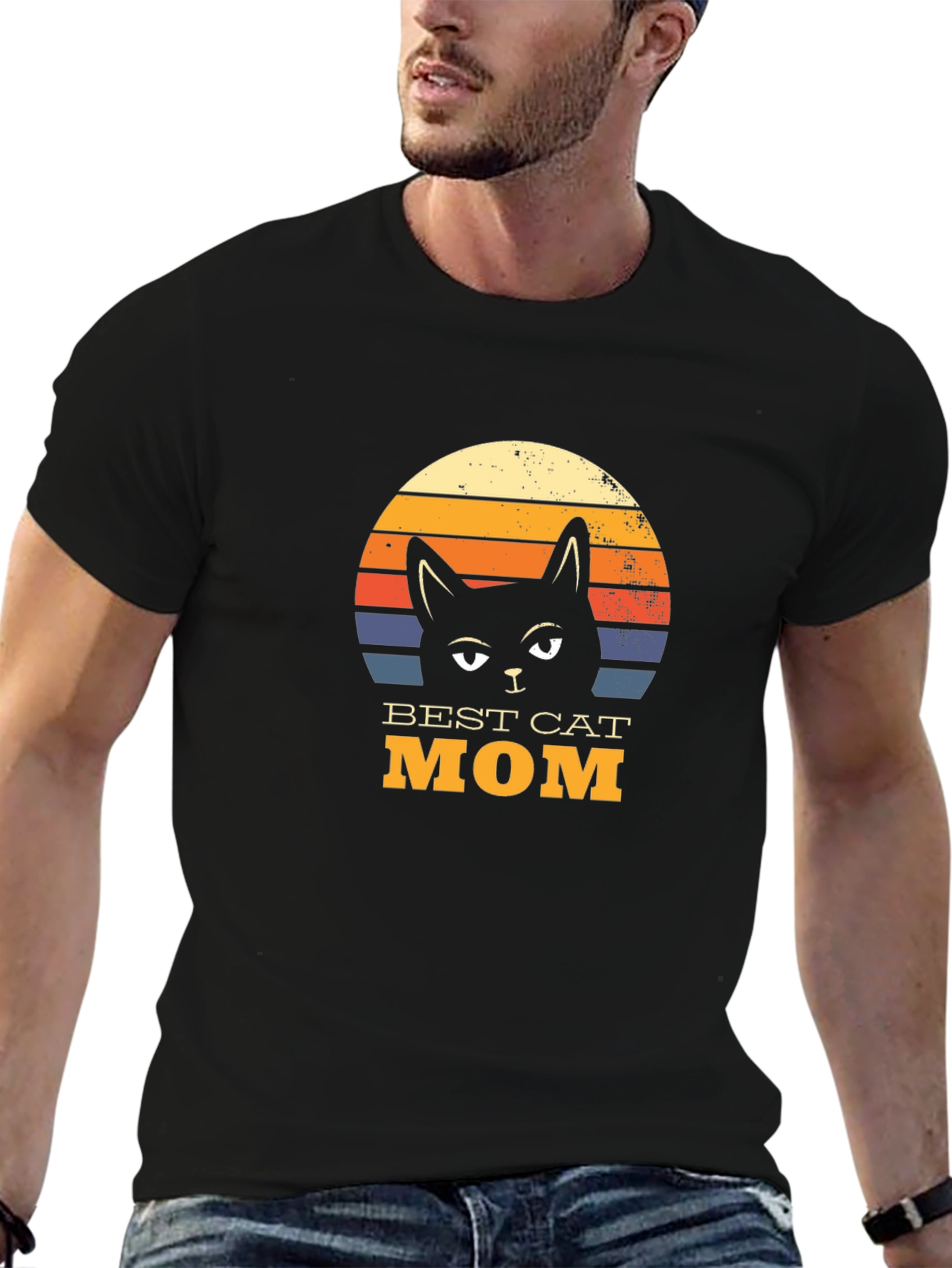 Best Cat Mom T-Shirt - Retro Style
