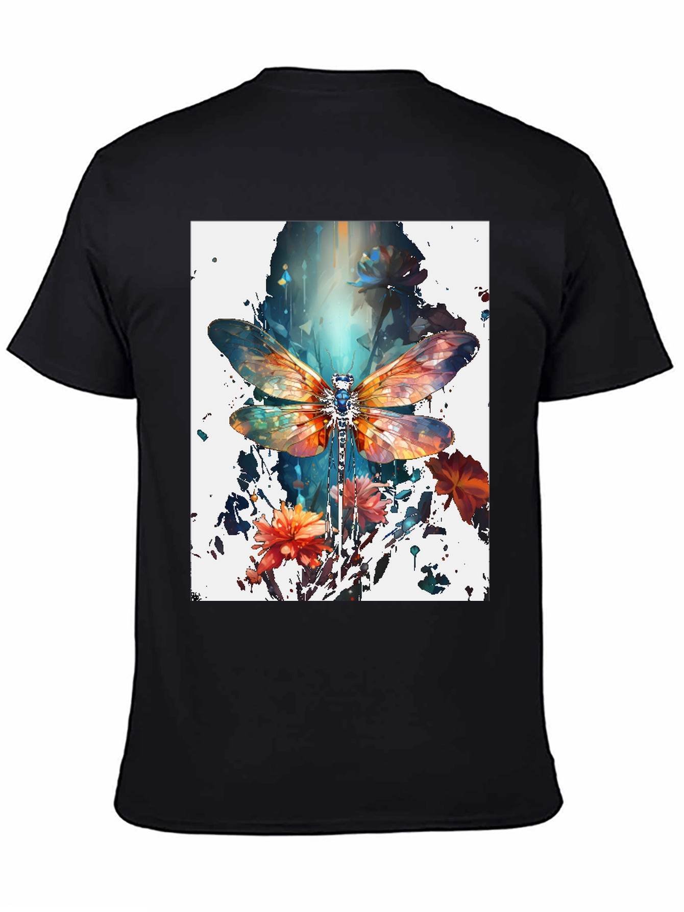 Dragonfly Art Print Black Tee