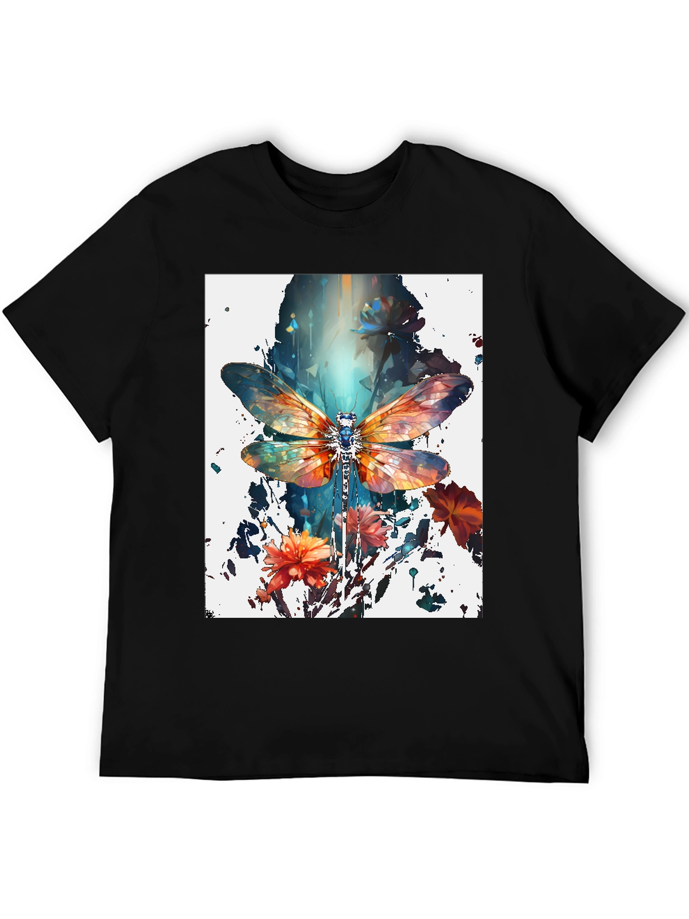 Dragonfly Art Print Black Tee