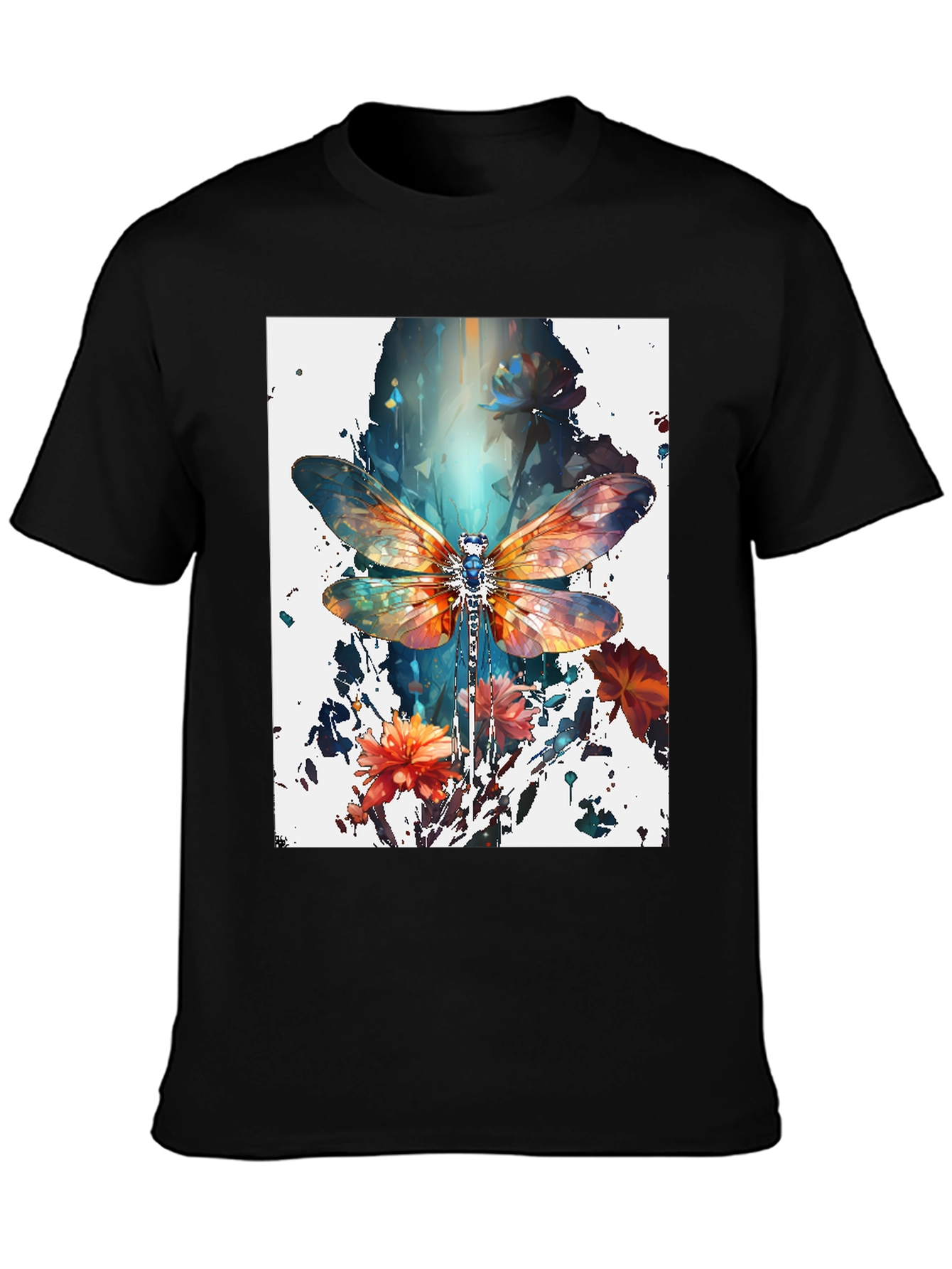 Dragonfly Art Print Black Tee