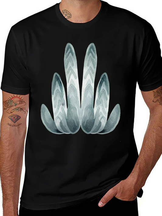 Abstract Watercolor Plant Graphic Tee - Black