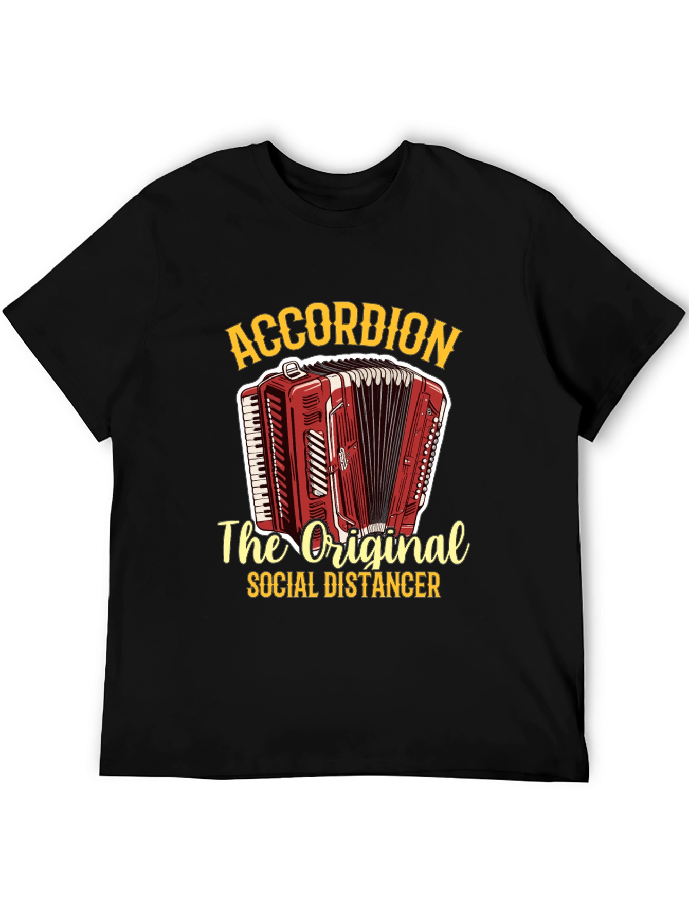 Accordion Social Distancer Black Graphic Tee