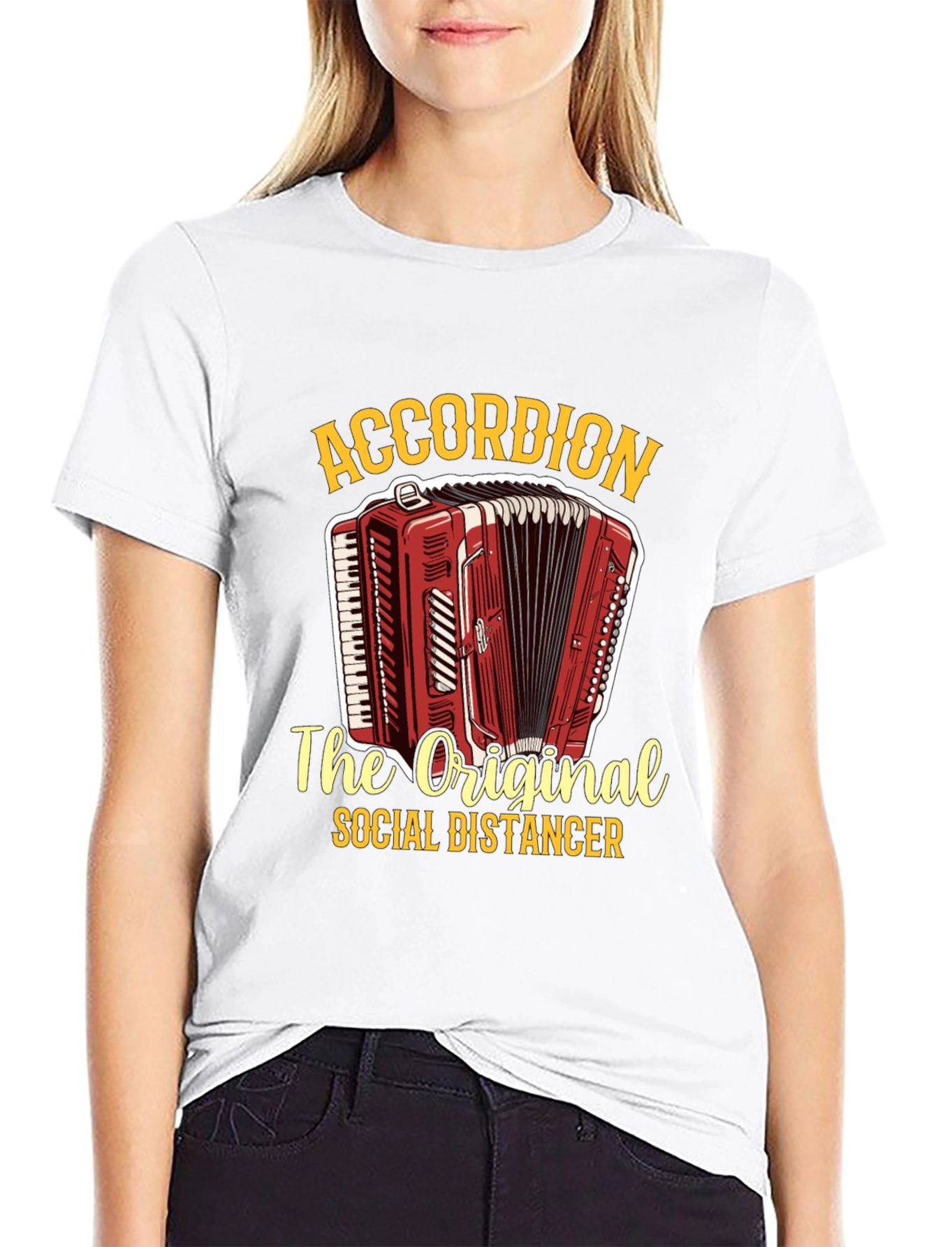Accordion Social Distancer Black Graphic Tee