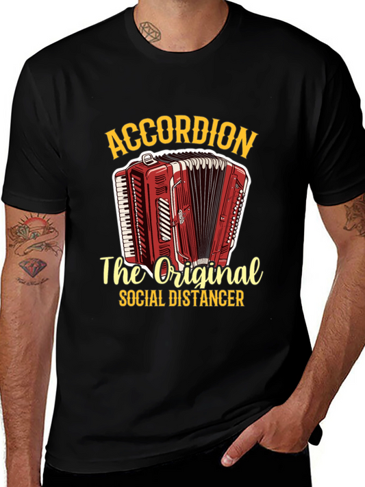 Accordion Social Distancer Black Graphic Tee