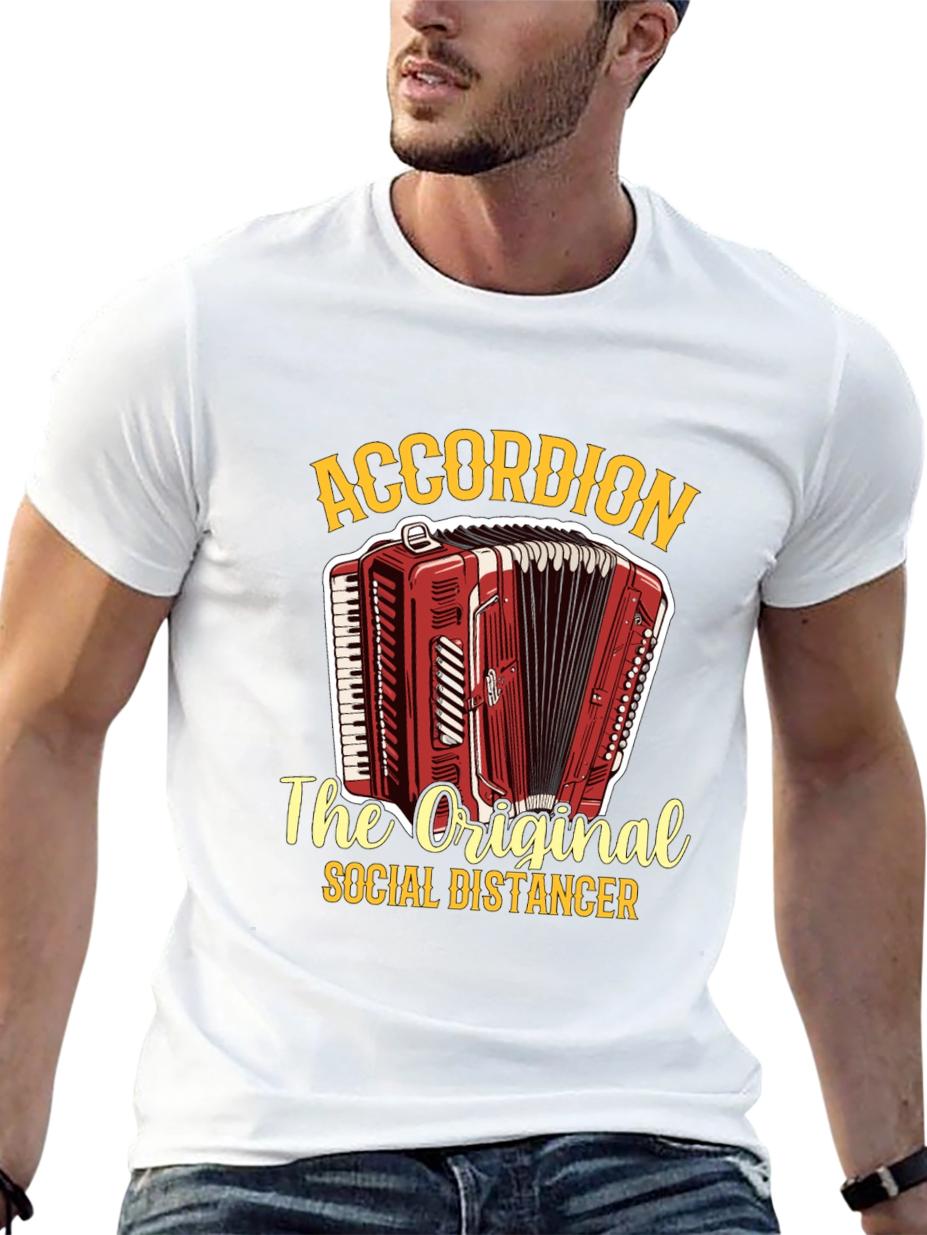 Accordion Social Distancer Black Graphic Tee