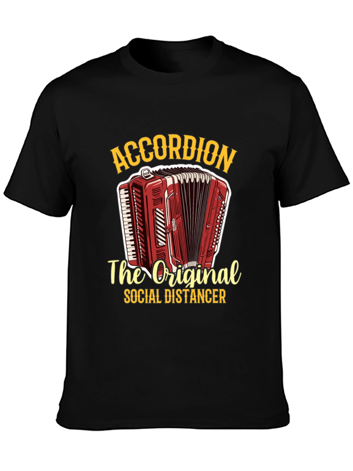 Accordion Social Distancer Black Graphic Tee