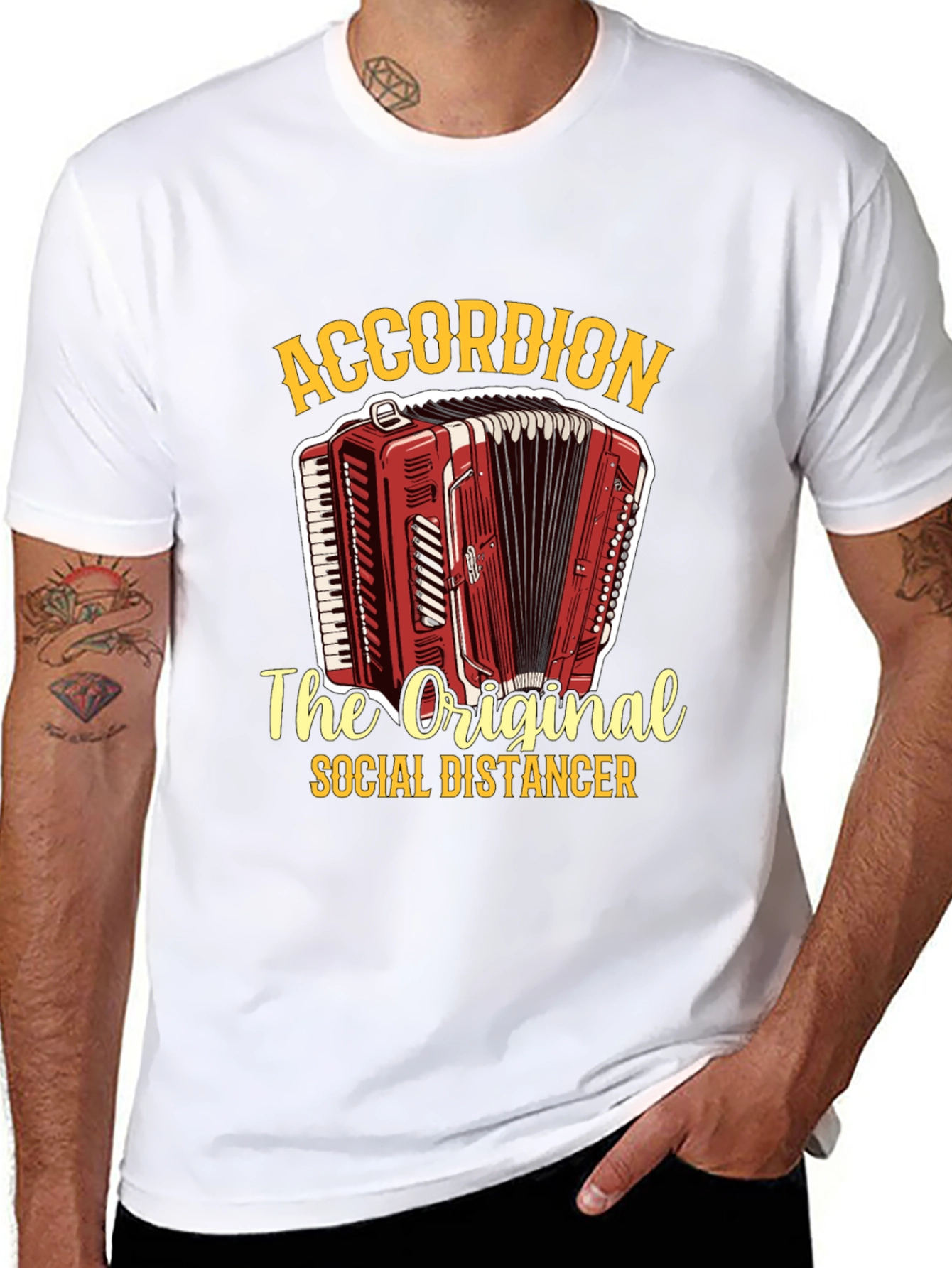 Accordion Social Distancer Black Graphic Tee