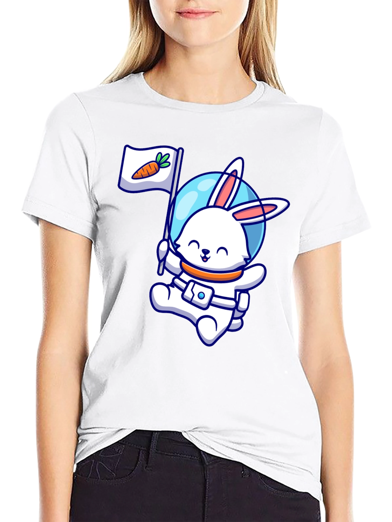 Astronaut Bunny Graphic Tee - Carrot Flag!