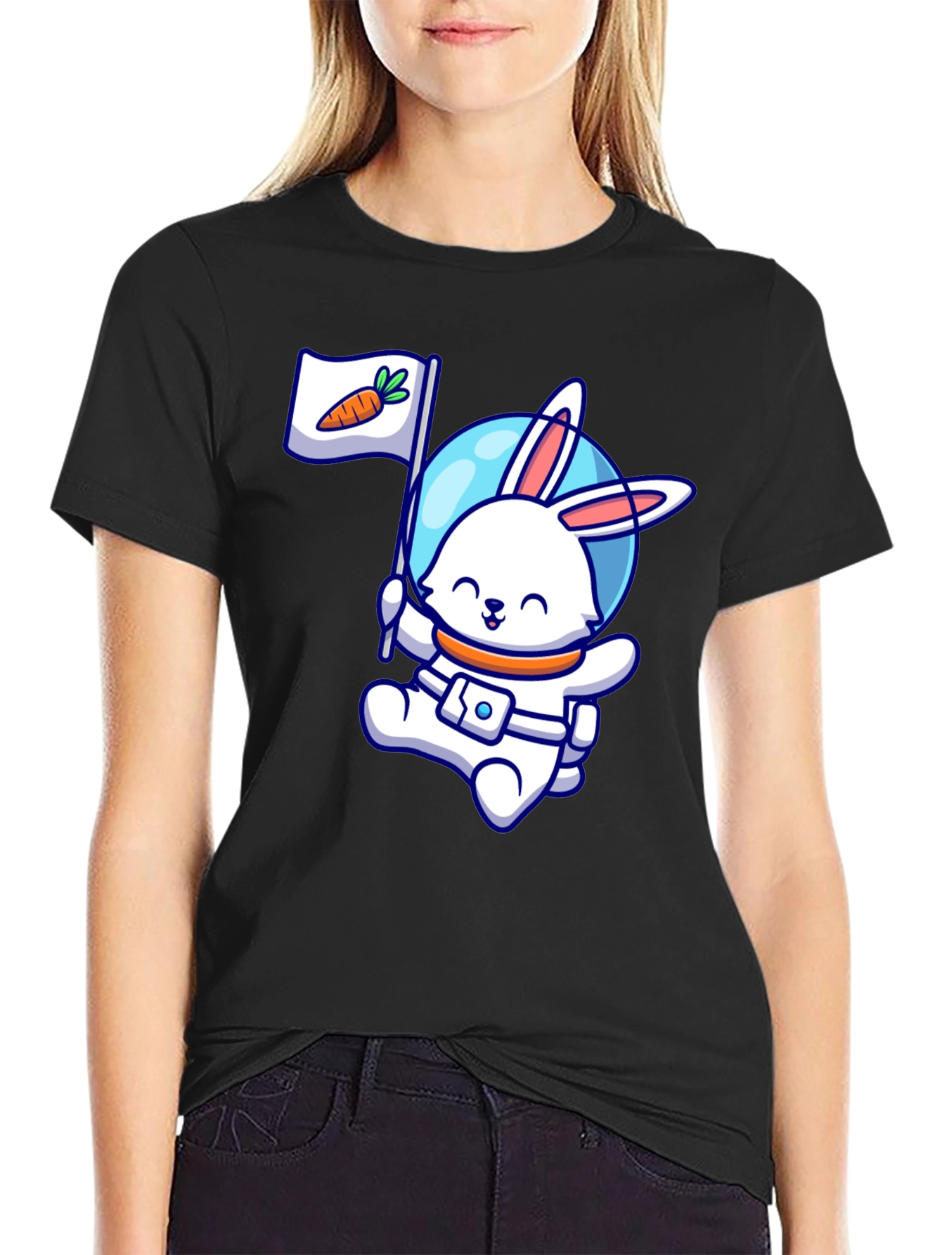 Astronaut Bunny Graphic Tee - Carrot Flag!