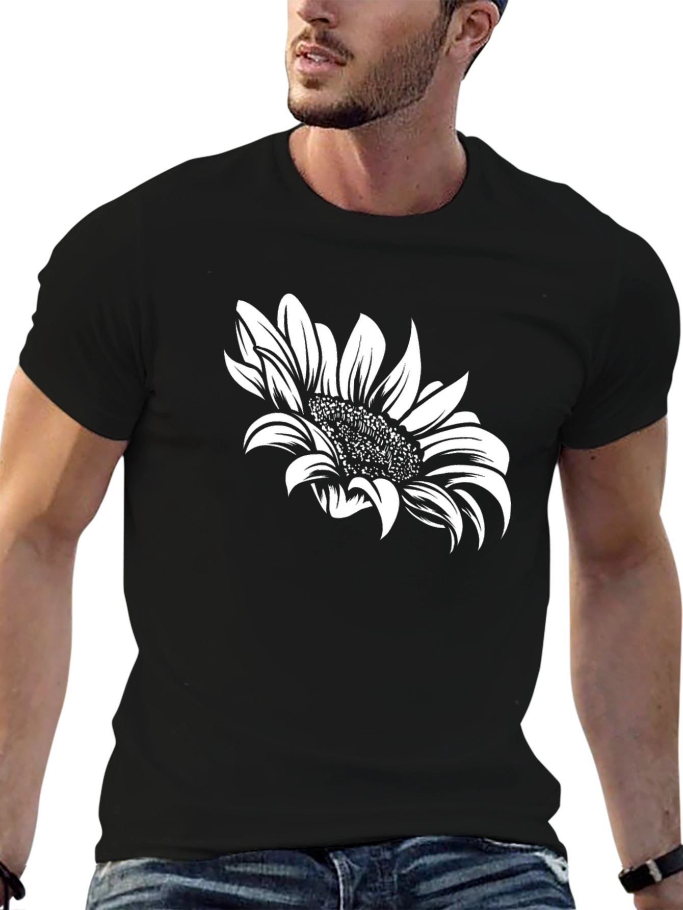 Sunflower Graphic Tee - Trendy Black T-Shirt