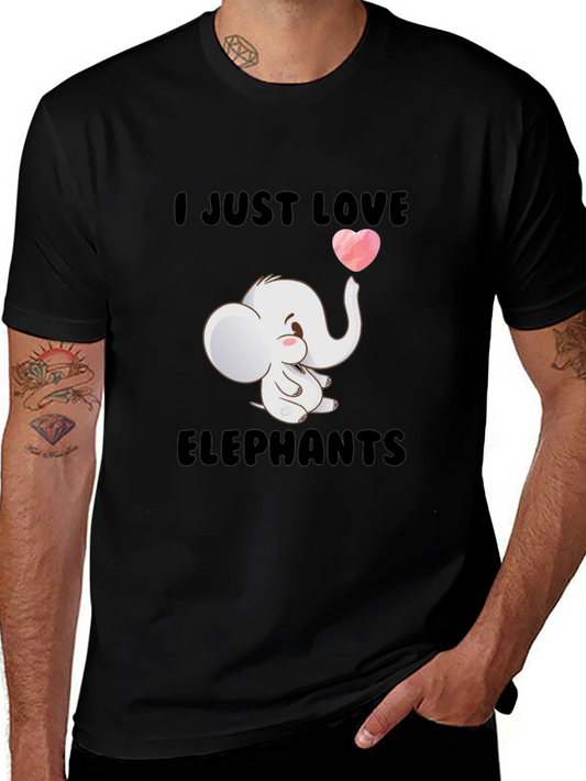 I Love Elephants Black T-Shirt