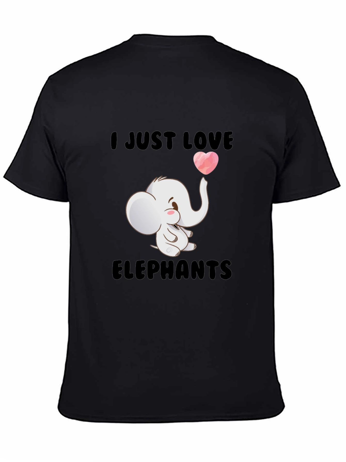 I Love Elephants Black T-Shirt