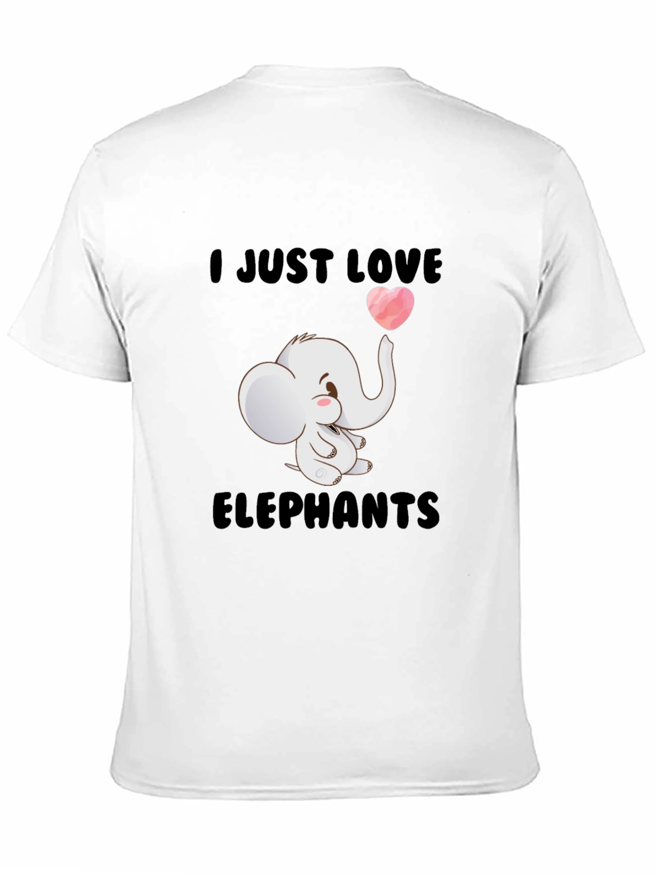 I Love Elephants Black T-Shirt