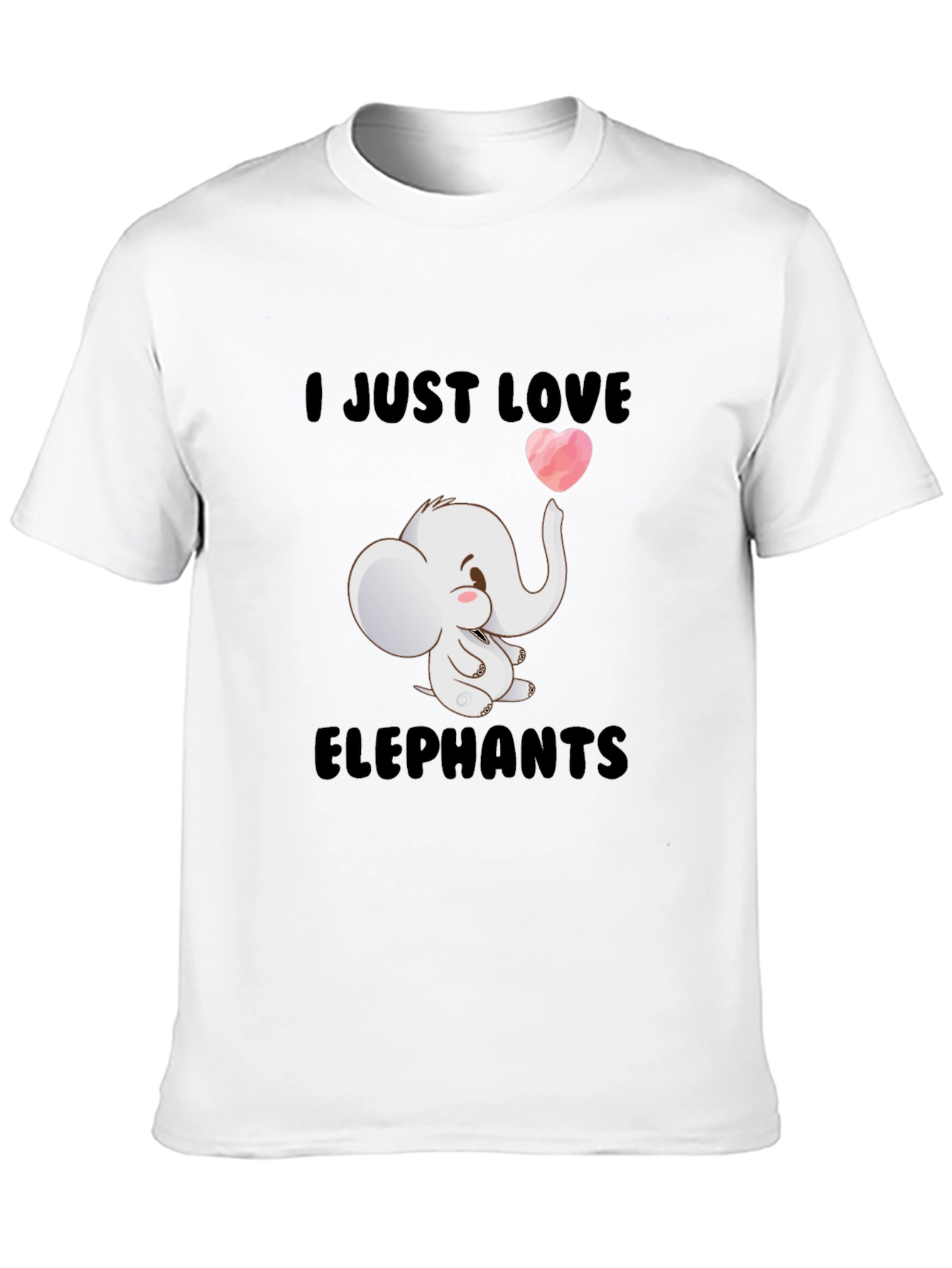 I Love Elephants Black T-Shirt
