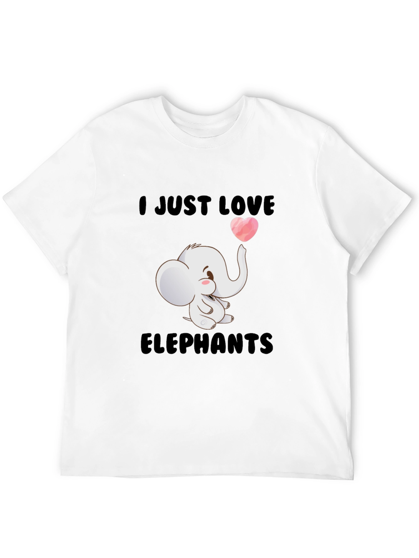 I Love Elephants Black T-Shirt
